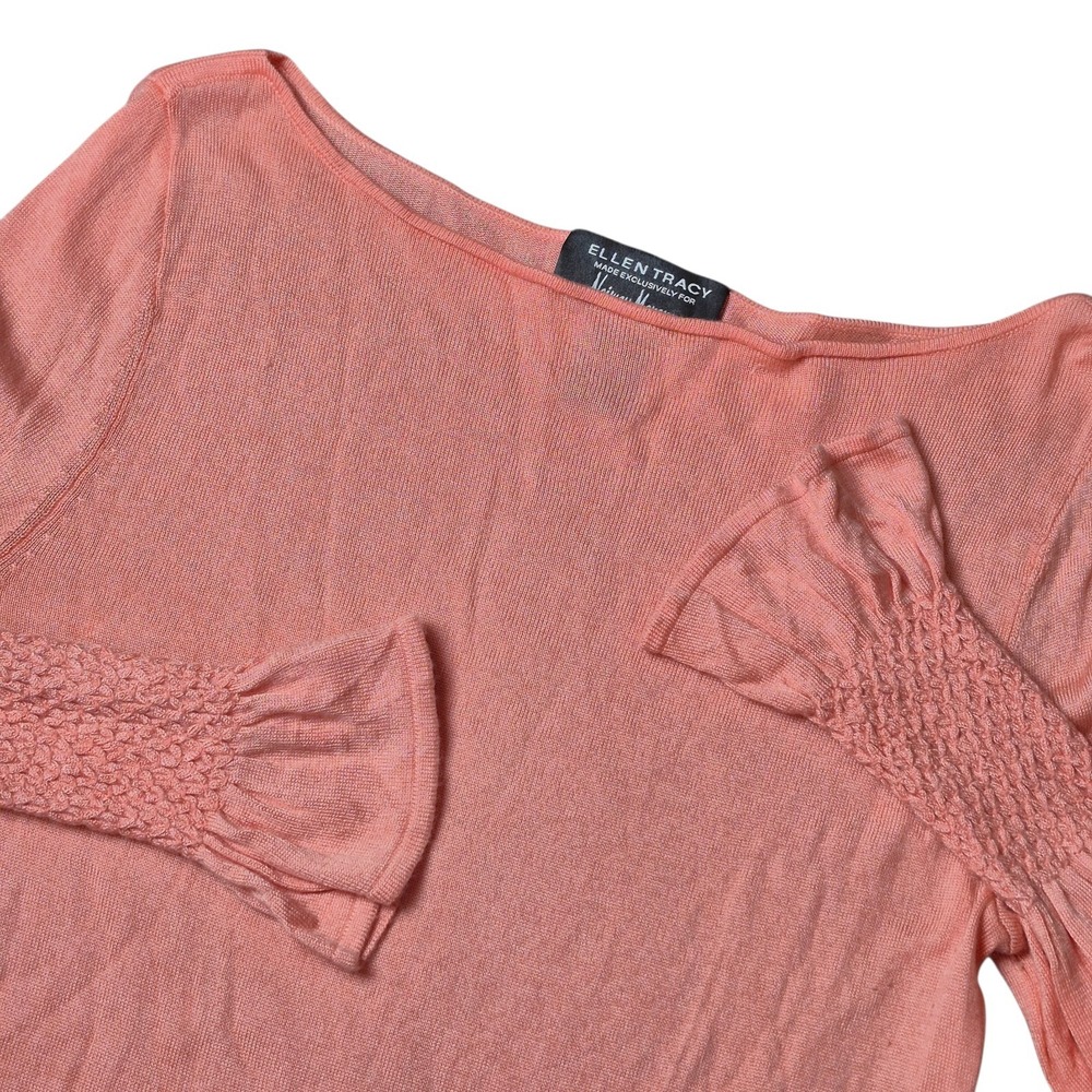 Ellen Tracy Women's Small Coral Bamboo Cashmere Blend Knit Top Neiman Marcus
